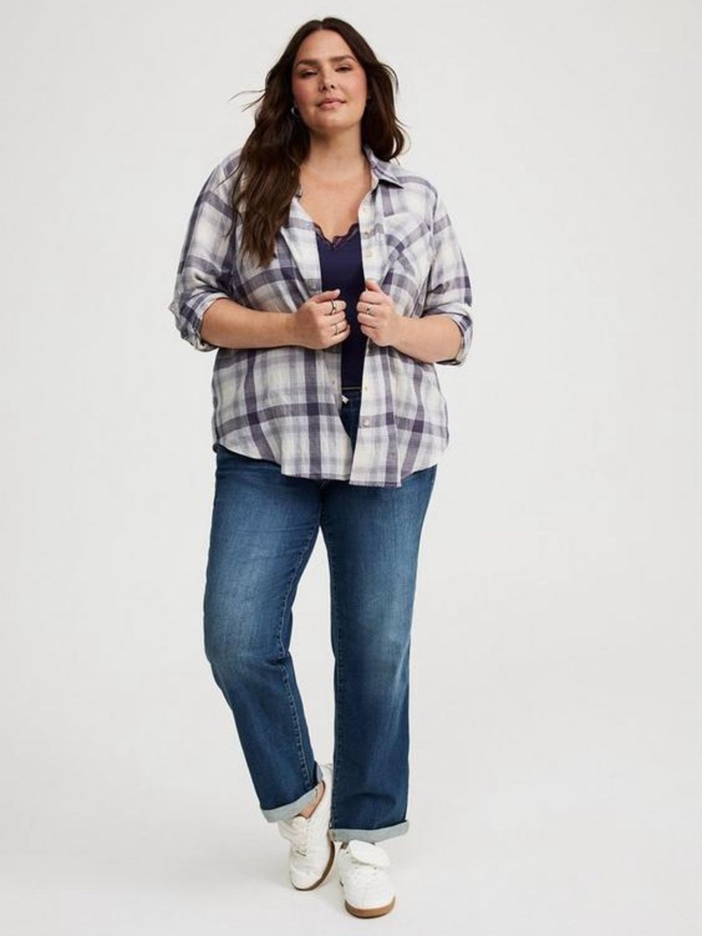 Torrid‎ Lizzie Cotton Button Up Plaid
